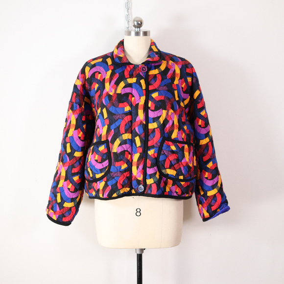 Vintage Jackets & Blazers - ❌SOLD❌vintage geometric quilted jacket M